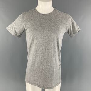 BALMAIN Size M Grey Solid Cotton Crew-Neck T-shirt